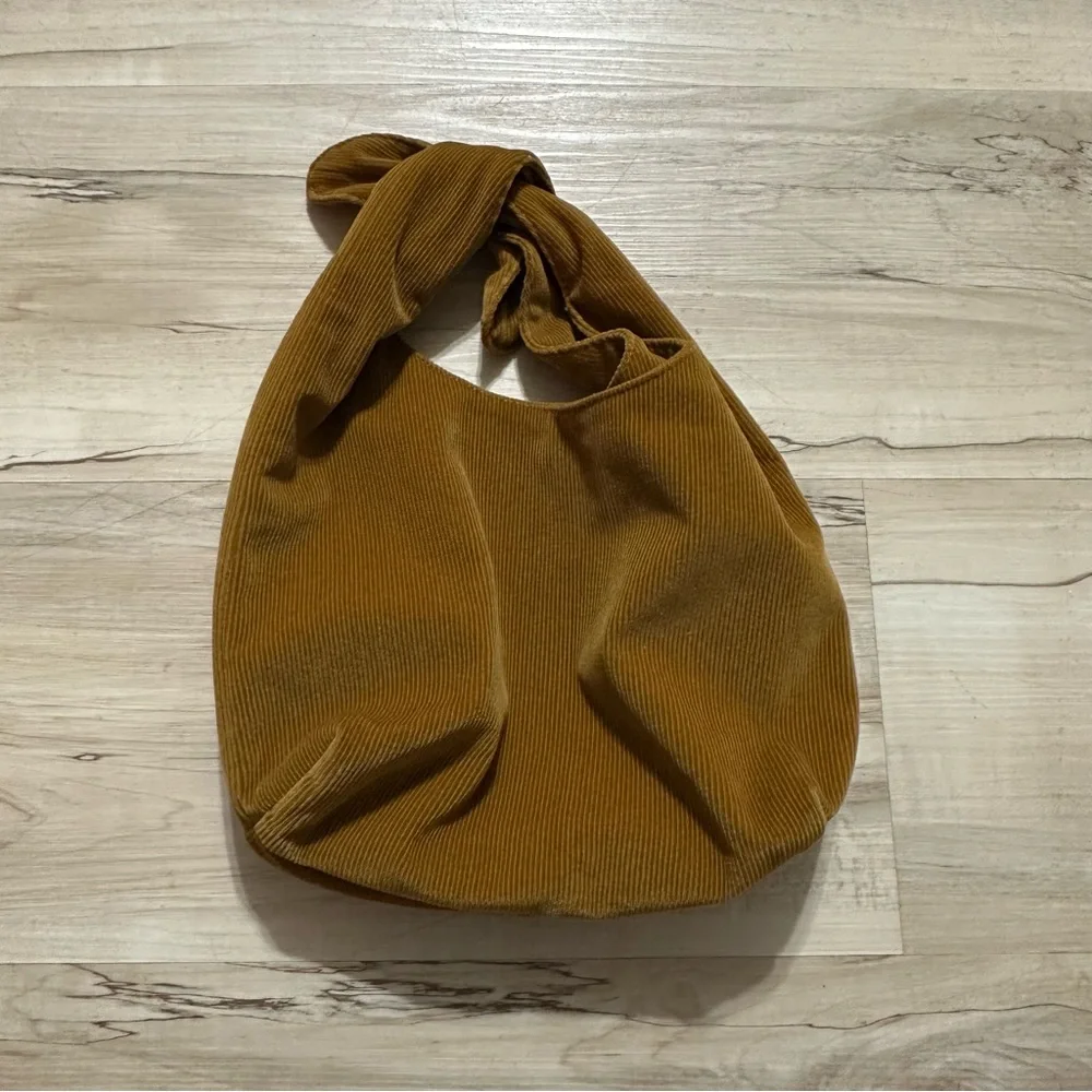 Merit‎ Beauty The Signature Bag Tie Knot Corduroy Make-Up Cosmetic Pouch Brown